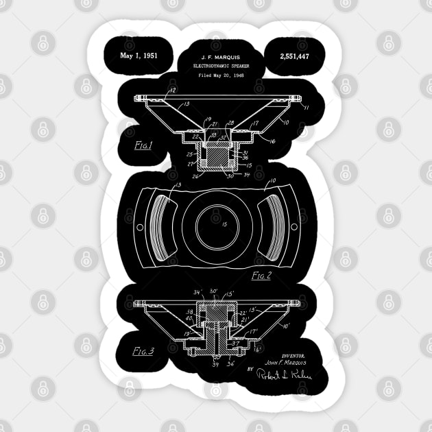 Patent Print - 1951 Audio Speaker Sticker by MadebyDesign